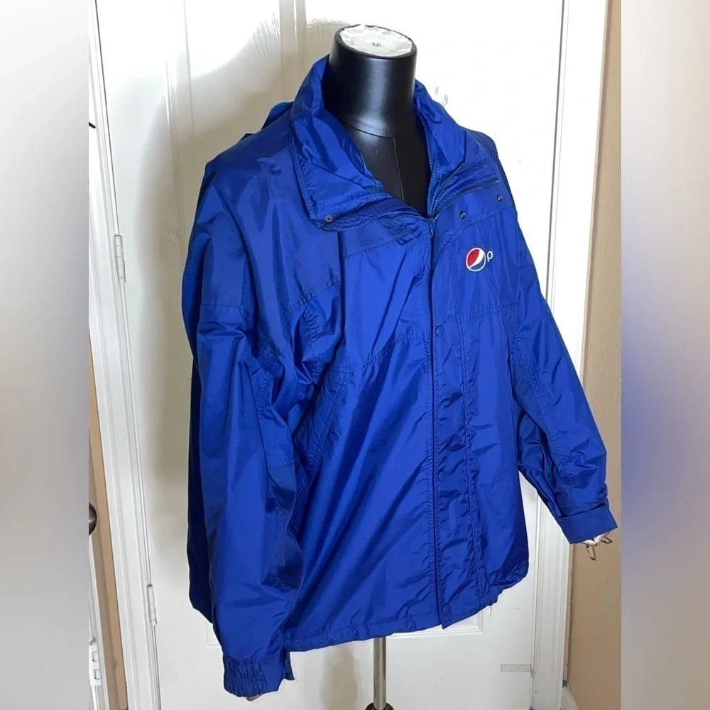 Pepsi Cola Jacket Adult XLarge Navy Full Zip Hooded Lined Aramark Uniform Coat  - Picture 3 of 12